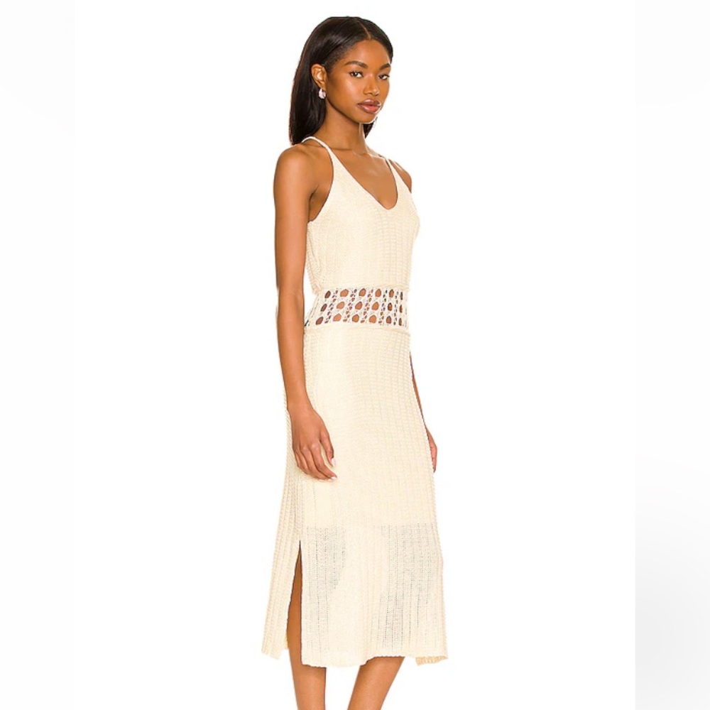 REVOLVE Line and Dot Olivia Crochet Midi Dress in Natural
